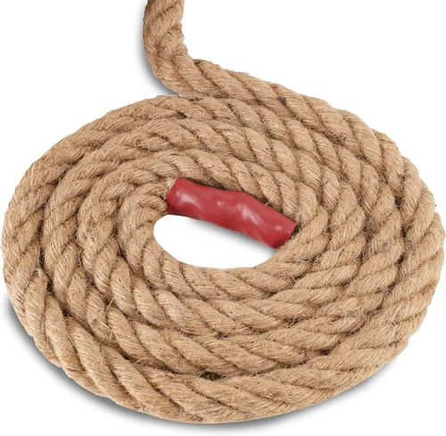 Miniatura 2 de Cuerda Manila de yute natural, 1 1/2 pulgadas x 49 pies, cuerda de cáñamo de fibra trenzada de 4 hebras para deportes, decoración, juguetes
