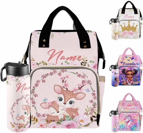 Miniatura 30 de Mochilas personalizadas con nombre personalizado para bebé, bolsa de pañales con monograma con bolsillos térmicos para adultos y niños, impermeable