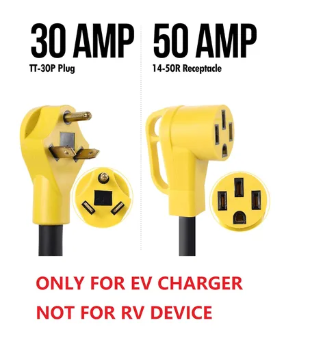 Miniatura 2 de ONETAK NEMA TT-30P a 14-50R Adaptador 120V 30 Amp 3 clavijas macho a 4 clavijas hembra compatible con cargador Tesla EV (1 pie)