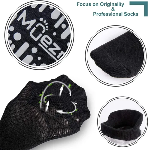 Miniatura 16 de Muezna Calcetines de yoga antideslizantes para mujer, antideslizantes, para pilates, barras, calcetines de hospital con agarres, talla 5-10