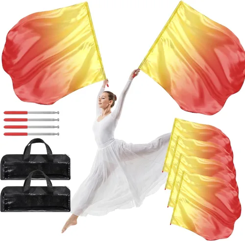 Miniatura 10 de SmoothNovelty Juego de 4 Banderas de Adoración de 47 x 39 Pulgadas Banderas de Danza de Alabanza y Adoración con Barra Escalable Bandera de Ala