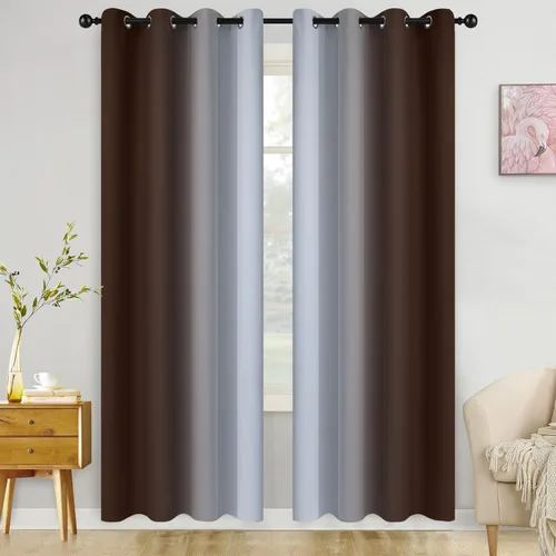 Miniatura 40 de COSVIYA Cortinas 100% Opacas Azul Degradado con Lazos Ajustables para Cocina Aislamiento Térmico Oscurecimiento de Habitación Cenefa con Bolsillo