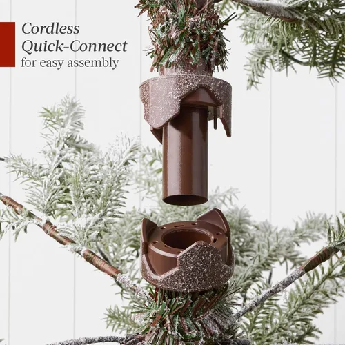 Miniatura 8 de Best Choice Products Árbol de Navidad preiluminado de 9 pies, pino flocado artificial, decoración navideña, abeto noble de álamo, luces LED blancas