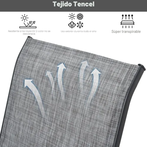 Miniatura 7 de Sillas de patio, sillas de comedor apilables para todo tipo de clima, tela de textileno y marco de metal, juego de sillas para exteriores para patio
