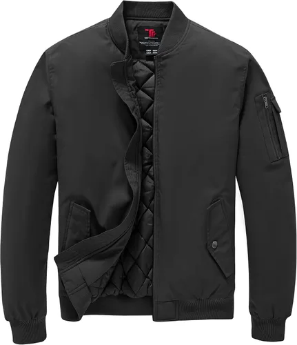 TBMPOY - Chaqueta de hombre para el otoño, chaqueta de invierno, rompevientos, bomber, con cremallera, acolchada, de softshell, cálida,