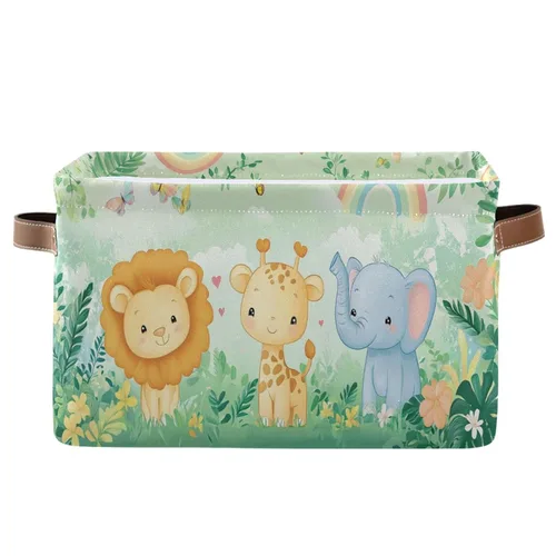 Miniatura 33 de Emelivor ABC - Contenedor de almacenamiento plegable con asa rectangular impermeable ABC Dinosaurios cesta para almacenamiento cubo organizador
