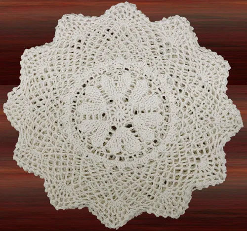 Miniatura 3 de Creative Linens Juego de 6 piezas redondas de encaje de ganchillo de algodón hechas a mano de 10 pulgadas con corazones blancos, juego de 6 piezas