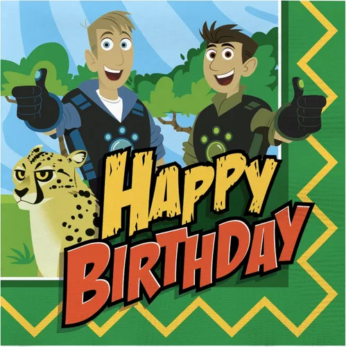 Treasures Gifted Suministros para fiesta de cumpleaños de Wild Kratts con licencia oficial, paquete de 16 servilletas, suministros de fiesta de Wild