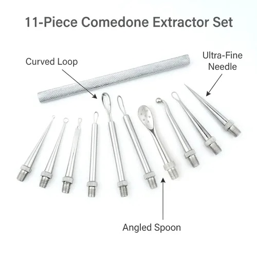 Miniatura 2 de Appearus AT14045 - Kit de herramientas profesionales para el cuidado de la piel, 11 piezas de acero inoxidable para esteticistas y spas,