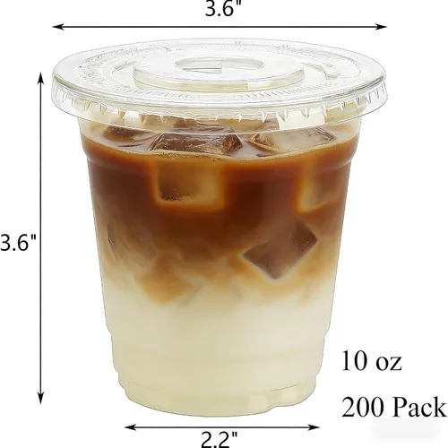 Miniatura 2 de Lawei Juego de 200 vasos de plástico transparente con tapas, vasos desechables de 10 onzas para bebidas frías, vasos de plástico para fiestas