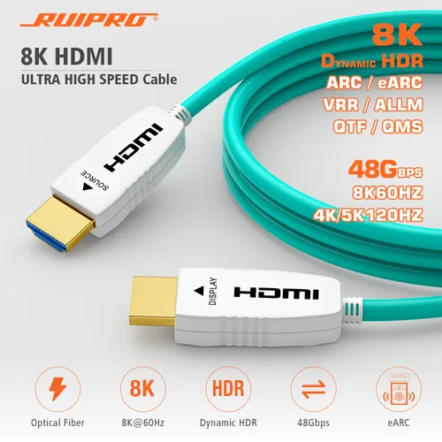 Miniatura 2 de RUIPRO Cable HDMI de fibra óptica 8K de 20 pies 48Gbps 8K60Hz 4K120Hz HDR dinámico eARC HDCP2.2/2.3 para RTX4080/4090/3080/3090, Xbox S/X, PS5/4