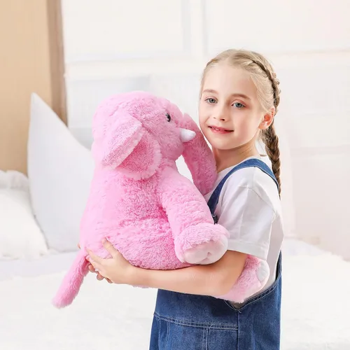 Miniatura 3 de JellyMallow Animales de peluche con peso de elefante, 5 libras y 16 pulgadas, color rosa, almohada de peluche grande de elefante con peso, regalo