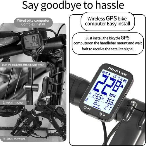 Miniatura 3 de Velocímetro de Bicicleta GPS Ordenador de Ciclismo Inalámbrico – Inicio/Parada Automática, Retroiluminación Automática, Odómetro de Bicicleta