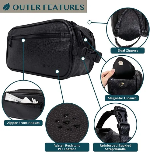 Miniatura 3 de PAVILIA - Neceser para hombre, kit de afeitado para viaje, neceser de viaje para hombres, organizador de artículos de aseo para el cuidado personal