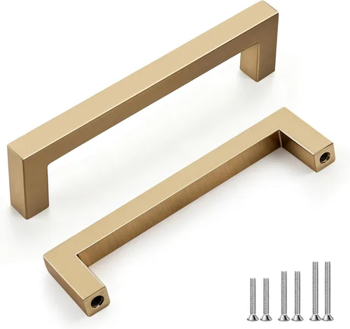 Miniatura 12 de GOBEKOR Paquete de 10 manijas sólidas de níquel cepillado para gabinetes de cocina con orificios centrales de 5 pulgadas, tiradores de cajón