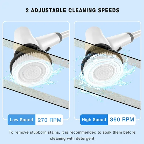 Miniatura 3 de KEROMEE Cepillo eléctrico de limpieza inalámbrico con 7 cabezales de cepillo reemplazables y mango de extensión ajustable, limpiador de ducha de 2