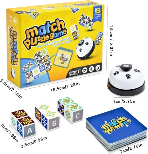 Miniatura 6 de varbertos Juego de rompecabezas de madera a juego, rompecabezas de bloques de patrón de bloques de construcción con campana para niños y adultos