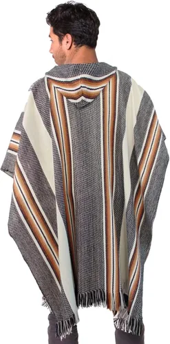 Miniatura 3 de Gamboa Alpaca Wool Poncho Men Panchos Mexican with Hood Adult Cowboy and Western Hippie Poncho para Hombre