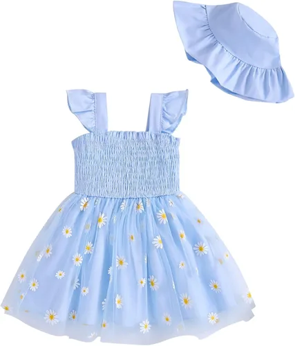 Miniatura 10 de Vestido para bebé recién nacida niña pequeña Vestido para niña pequeña de cuello halter sin mangas con flores Vestido de verano para niña de espalda