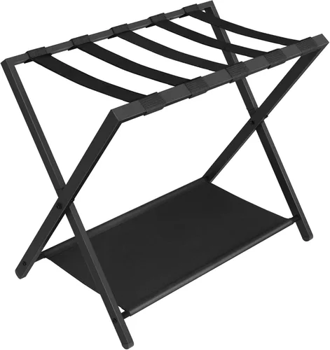 Miniatura 10 de Hzuaneri Portaequipajes, soporte plegable para maleta para invitados, plegable, portaequipajes con estante, marco de acero con correas de nailon