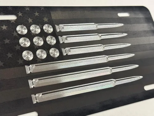 Miniatura 9 de Combo Laser & Diamond Etched - Placa de matrícula delantera con diseño de bandera de EE. UU