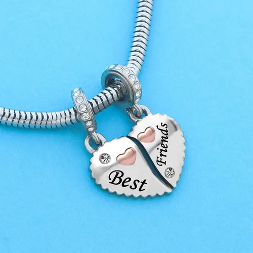 Miniatura 3 de NARTGO Encantador de amistad de corazón de rompecabezas, compatible con pulseras Pandora