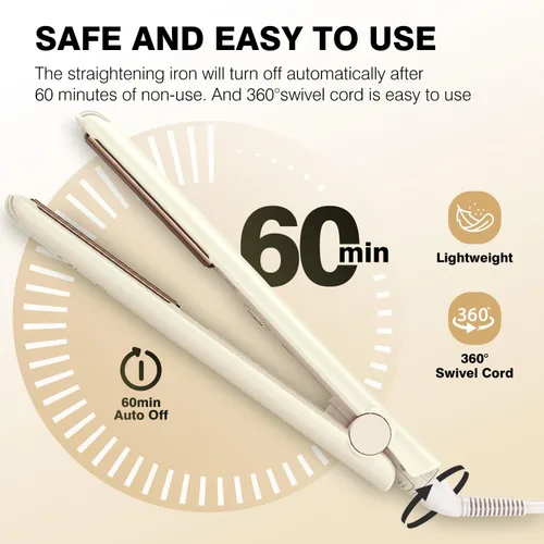 Miniatura 5 de MiroPure Plancha de 1 pulgada, Alisador de pelo con calentamiento rápido de 30S y apagado automático de 60 minutos, Alisador y rizador de pelo 2