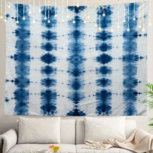 Miniatura 56 de Shrahala Tapiz japonés para colgar en la pared, moderno patrón abstracto de hojas, tapiz grande para dormitorio y sala de estar