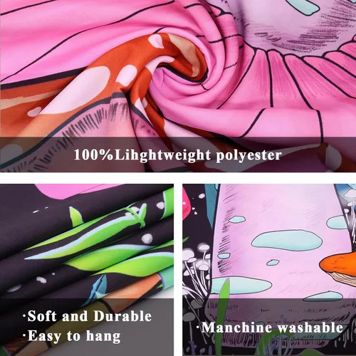 Miniatura 5 de ZYLLGLOW Tapiz de hongos trippy, tapiz de luna y estrellas, tapiz rosa de caracol, tapiz de plantas y hojas de fantasía, tapices de ojos trippy