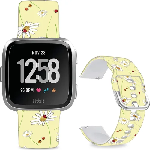 Miniatura 10 de Correas de reloj de silicona suave compatibles con Fitbit Versa 2/Versa/Fitbit Versa Lite/SE, correa de repuesto con bonito patrón floral de 0.98