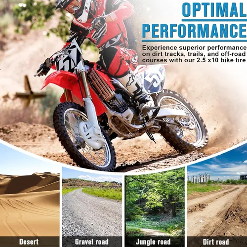 Miniatura 7 de Juego de neumáticos todoterreno y tubo interior de 2.5-10 pulgadas, neumático de motocross de 2.50-10 con llanta de 10 pulgadas y tubo