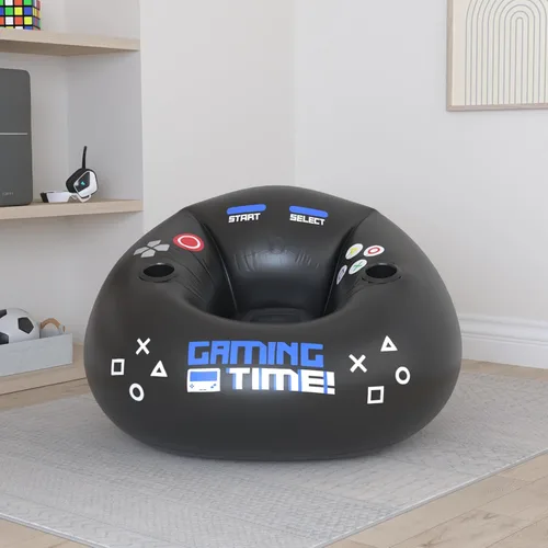 Miniatura 2 de Silla de juego inflable para niños y adolescentes con portavasos y bolsillos laterales - Estas sillas de tipo «puf» de aire para juegos para niños