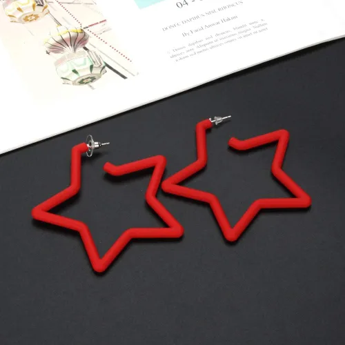 Miniatura 3 de Aretes de aro coloridos con forma de estrella geométrica, aretes de aro de estrella de fluorescencia brillante para mujeres y niñas, Círculo