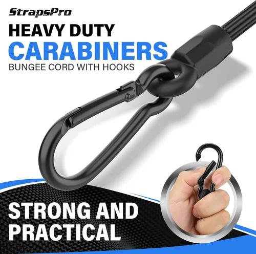 Miniatura 6 de Cordones Elásticos con Ganchos, Cordones Elásticos de 12 Pulgadas Mejorados con Ganchos de Mosquetón, Cuerda Elástica Extra Fuerte UV Resistente