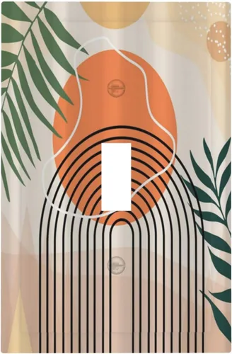 Cubiertas Decorativas para Placas de Interruptor Abstracto Moderno de Mediados de Siglo Arco Boho Sol Dorado Hoja 1 Gang Placa de Pared Cubierta