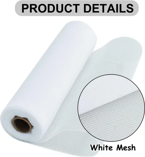 Miniatura 3 de TONIFUL 2 Rollos de Cinta de Malla Decorativa Blanca de 10 Pulgadas, Malla de Tela para Suministros de Corona de Malla, Manualidades de Corona