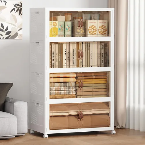 Miniatura 12 de SAILUN 321QT/80Gal Contenedores de almacenamiento apilables con tapa, contenedores de almacenamiento plegables con puertas, armario plegable