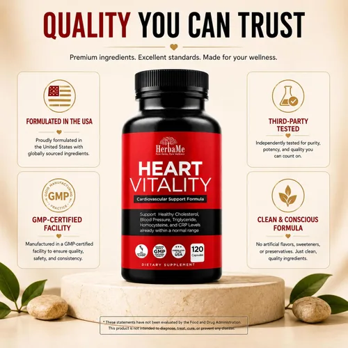Miniatura 7 de HerbaMe Suplemento de apoyo cardíaco para hombres y mujeres, bienestar cardíaco diario y apoyo a la circulación, apoya el bienestar cardiovascular