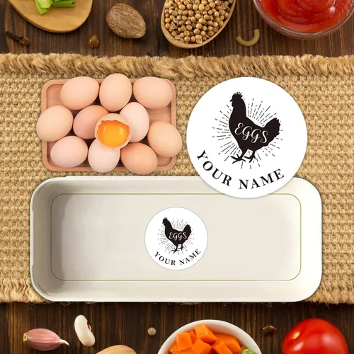Miniatura 5 de Etiquetas adhesivas personalizables para cajas de huevos de pollo Tamaños de 2" Etiquetas de embalaje personalizadas para huevos frescos