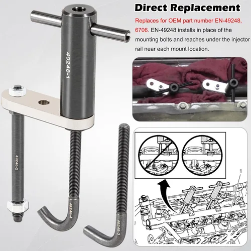 Miniatura 4 de EN-49248 Herramienta de extracción de montaje de riel de inyector de combustible Herramienta de inyección directa 6706 se adapta a motores