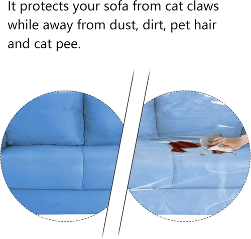 Miniatura 5 de Funda de sofá de plástico para muebles, funda de sofá de plástico transparente más grueso, protector de sofá antiarañazos para gatos, funda