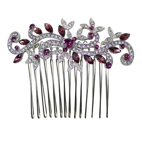 Miniatura 17 de Faship Precioso peine de pelo floral con diamantes de imitación AB