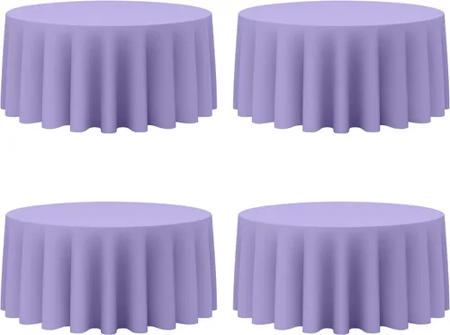 Miniatura 51 de BRILLMAX Paquete de 4 manteles redondos color azul rey de 132 pulgadas, tela de lino de poliéster lavable a granel, para bodas, recepciones, Azul