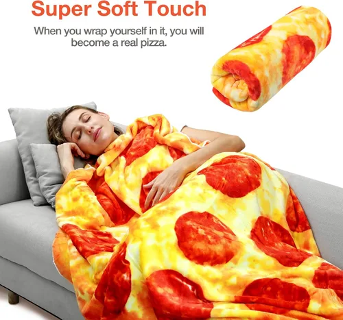 Miniatura 5 de Hommtina Manta de pizza de doble cara, manta gigante de tortilla, regalos divertidos para adultos, adolescentes y niños (60 pulgadas)