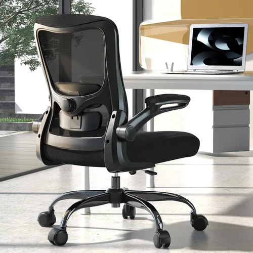 Miniatura 12 de Silla de oficina ergonómica, silla de escritorio con respaldo alto y soporte lumbar ajustable, respaldo de malla transpirable, capacidad de 330