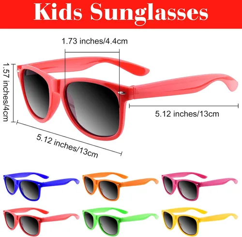 Miniatura 3 de MIAHART Gafas de sol para niños, colores neón a granel, regalos para niños y niñas, verano, playa, piscina, fiesta