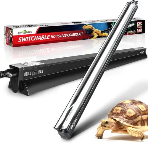Miniatura 8 de REPTI ZOO Luz UVB conmutable para reptiles, 24W T5 UVB Kit combinado de luz para reptiles tropicales y del desierto, lámpara de campana de terrario