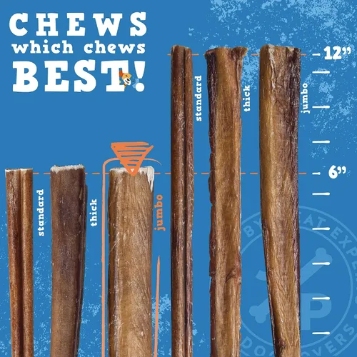 Miniatura 3 de Jack&Pup Bully Sticks Jumbo de 6 pulgadas para perros (paquete de 12) Palitos de perro de un solo ingrediente para perros grandes y masticadores