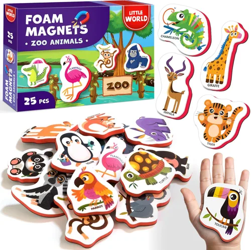 Imanes para refrigeradoras para niños, animales salvajes del Zoo (29 piezas) – Imanes para la refrigeradoras para actividades de niños pequeños –