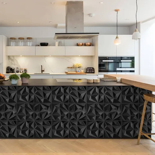 Miniatura 4 de Paquete de 33 paneles decorativos 3D de pared para decoración de pared interior, 12 x 12 pulgadas, diseño de diamante negro para sala de estar